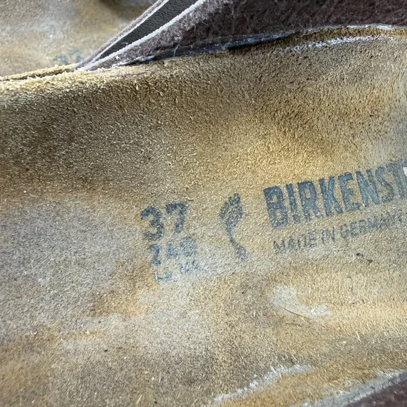 Arizona Birko-Flor Nubuk mocha slide sandals sz 37 US 6 narrow - Picture 4 of 5